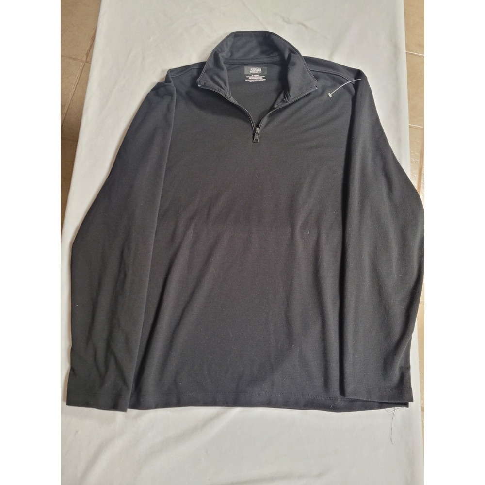 Alfani Mens Black Regular Fit Long Sleeve 1/4 Zip Pullover Activewear Top XL‎